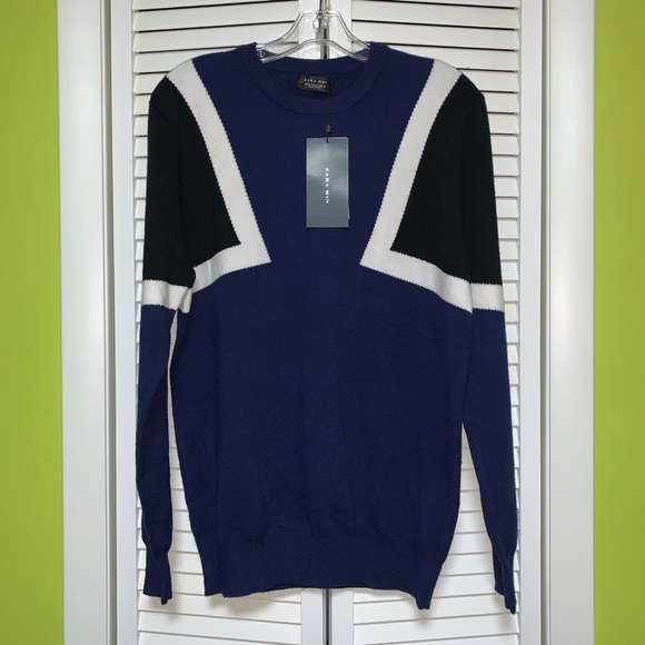 Zara Man black/blue NWT crew neck - Picture 2 of 7